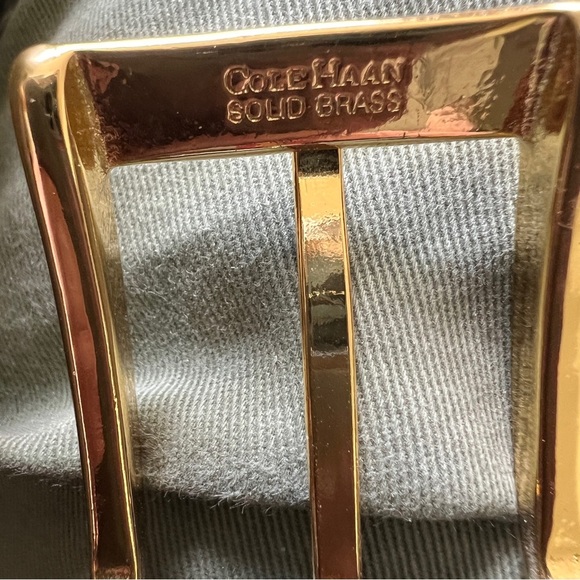 Cole Haan Men’s Black Dress Belt Solid Brass Gold Tone Buckle Size 36 - Picture 9 of 12